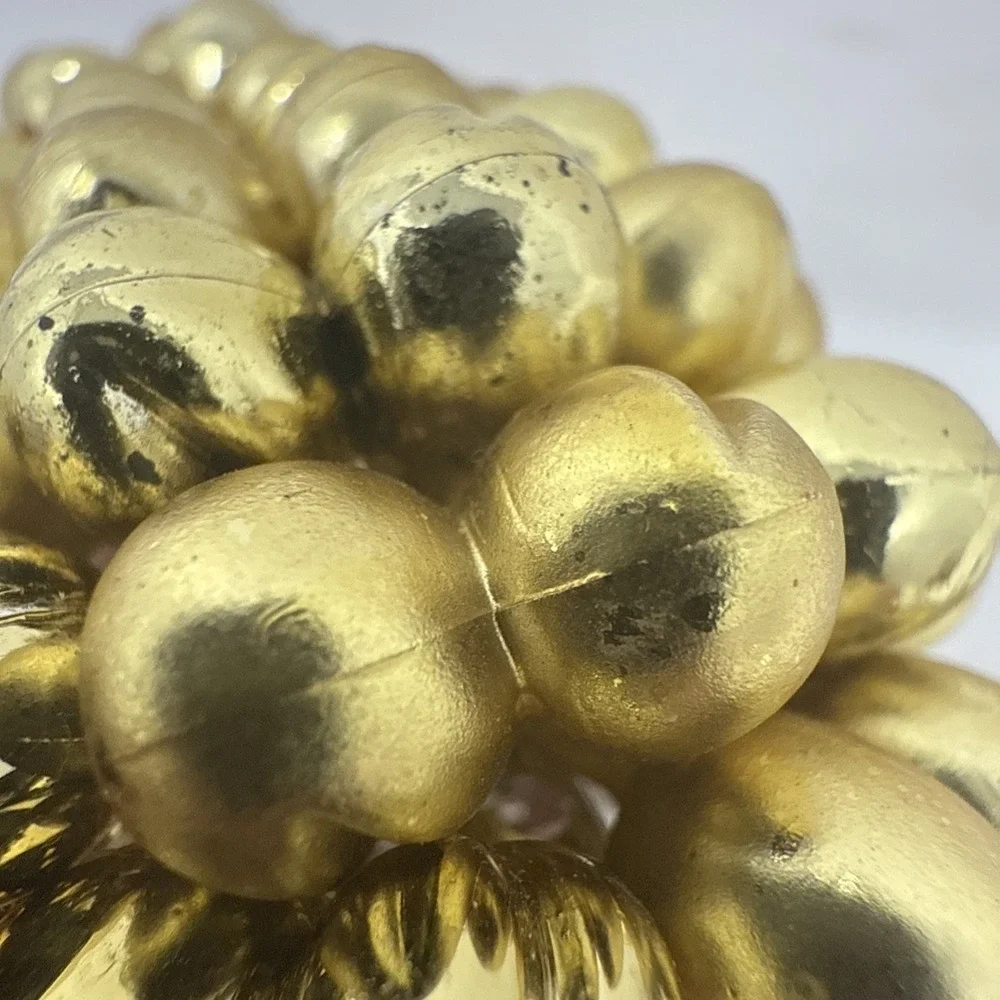 VTG Gold Tone Barrette Hair Clip Beaded Grape Cluster Chunky Statement Sphere
